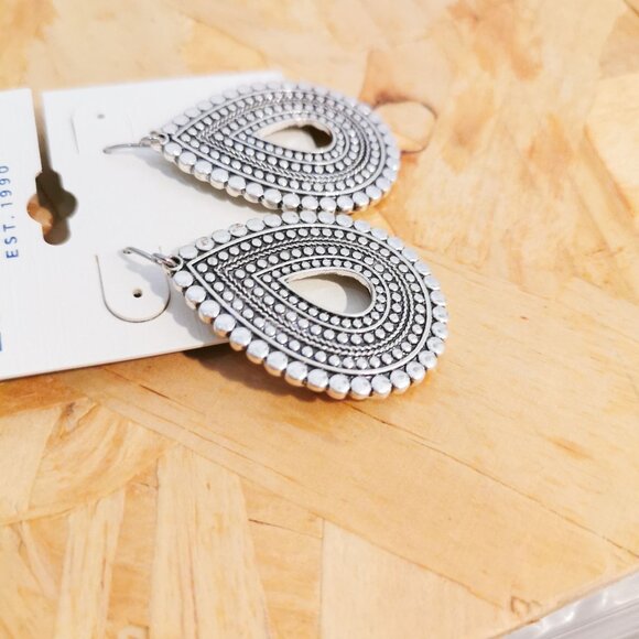 Lucky Brand Teardrop Earrings Boho Chic Silver Statement Jewelry Gift Idea - Picture 2 of 2